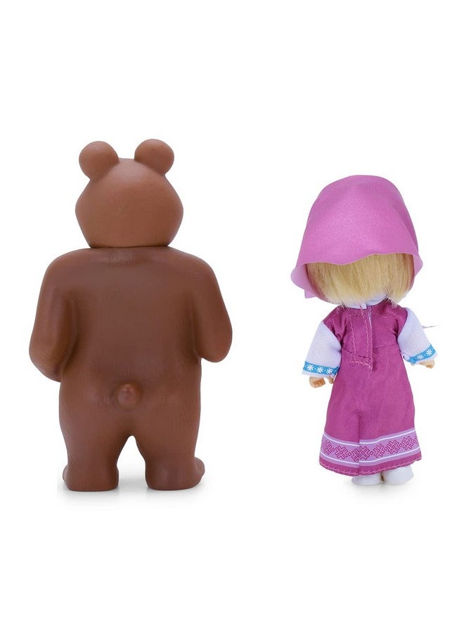 Masha and The Bear - Masha and the Bear 12 Cm Toy Doll | Famous Cartoon | Ideal Gift Set for Girls Kids (Masha with Bear - Purple) - Image 1