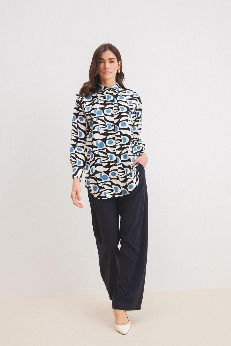 DeFacto Blue Woman Wide Leg Elastic Waist Laced Basic Trousers Casual - Image 4