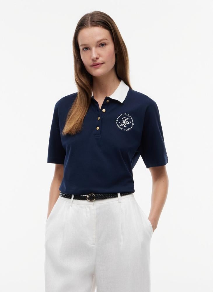TOMMY HILFIGER Regular Fit Gold-Tone Button Polo Shirt - Image 1