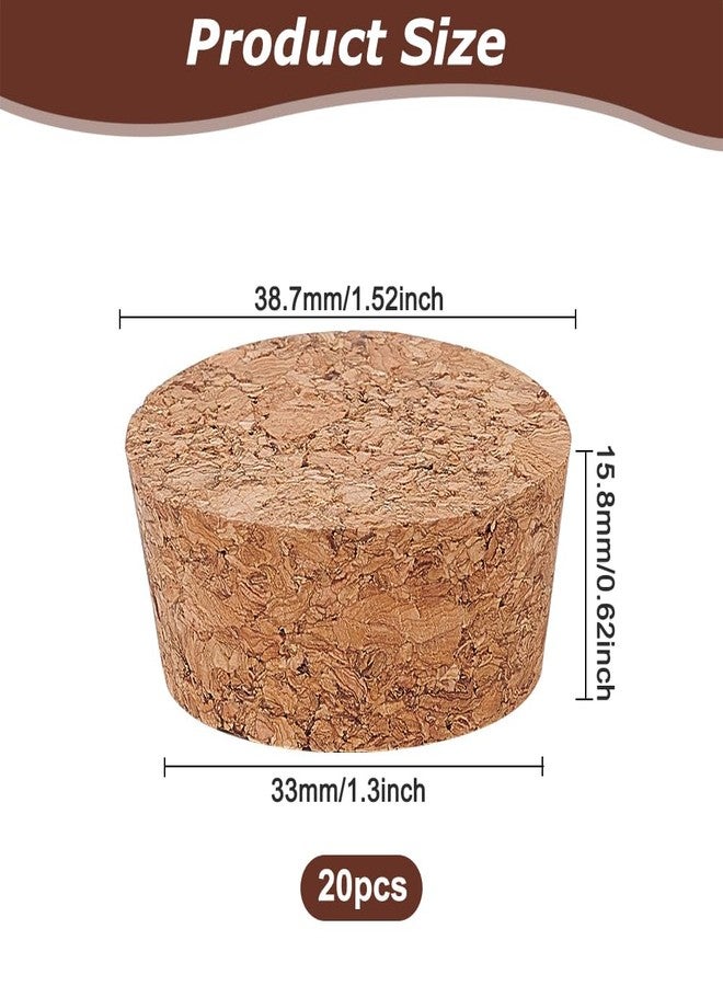 BENECREAT 20Pcs Wooden Tapered Cork Plugs, BurlyWood Soft Wood Corks for Wine Beer Bottle Crafts, 1.3inch in Bottom Diameter, 0.6inch Thick - Image 2