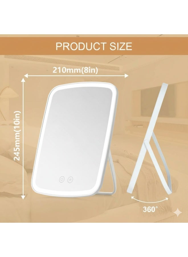 Makeup Vanity Mirror with Touch Screen – 3 Light Modes, Adjustable Brightness, USB Rechargeable Portable Cosmetic Mirror with Stand for Travel & Dressing Table - Image 5