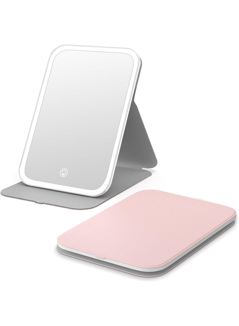 Makeup Vanity Mirror with Touch Screen – LED Cosmetic Mirror with 3 Light Modes & Adjustable Brightness, USB Rechargeable Portable Makeup Mirror with Stand for Travel & Dressing Table (ASSORTED COLORS) - Image 1
