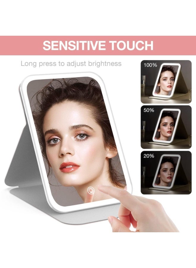 Makeup Vanity Mirror with Touch Screen – LED Cosmetic Mirror with 3 Light Modes & Adjustable Brightness, USB Rechargeable Portable Makeup Mirror with Stand for Travel & Dressing Table (ASSORTED COLORS) - Image 5