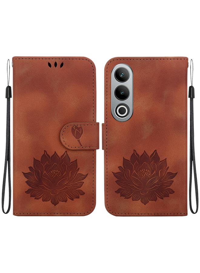 اس-توب جراب لهاتف OnePlus Nord CE4 مصنوع من الجلد المنقوش بنقشة لوتس - Image 1