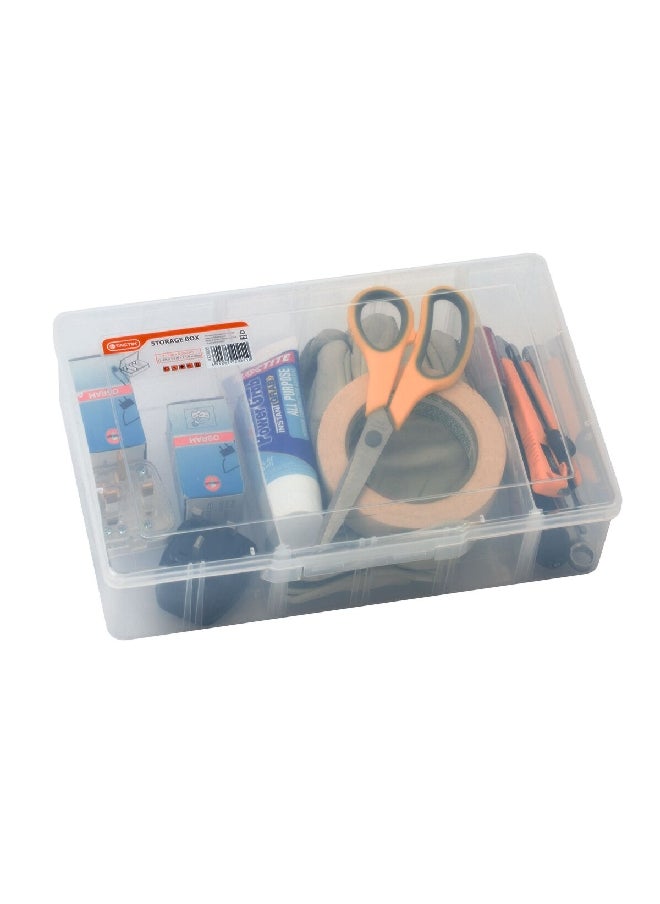 Tactix - 3-Compartment Plastic Storage Box with Removable Separators Clear 8 x 31 x 20 cm 320008 - Image 1