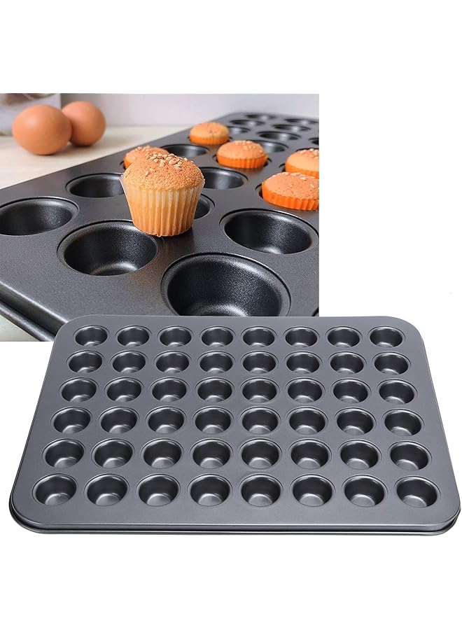 قوالب كب كيك صغيرة، 48 كوب، قالب خبز، قالب خبز كيك غير لاصق، صينية دائرية، ملحقات طبخ، أسود، Nasq Mp001 - Image 5