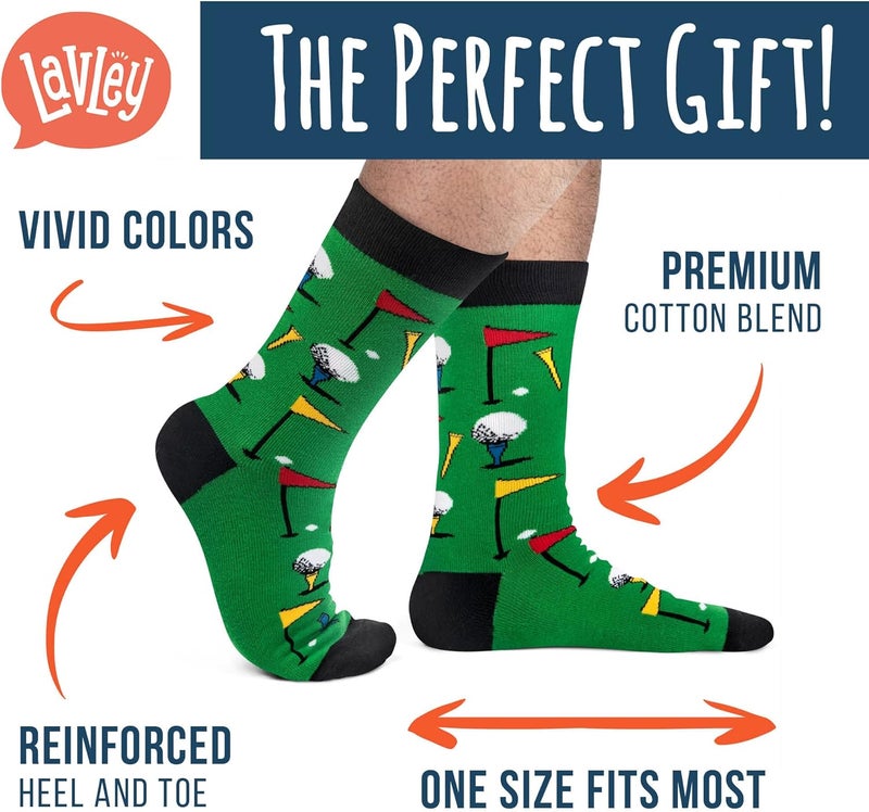 Lavley Funny Golf Socks - Fun gift for golfers - Unisex one size fits most - Great for birthdays or stocking stuffers - Image 2