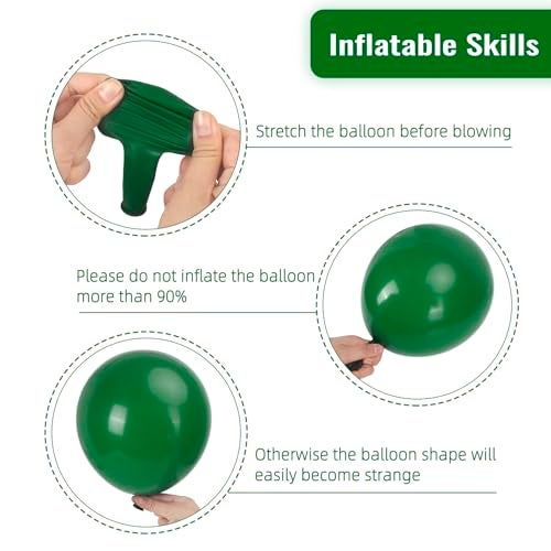 RUBFAC 87pcs Dark Green Balloons Different Sizes 18 12 10 5 Inch for Garland Arch, Green Latex Balloons for Birthday Party Baby Shower Wedding Halloween Christmas Party Decoration - Image 3