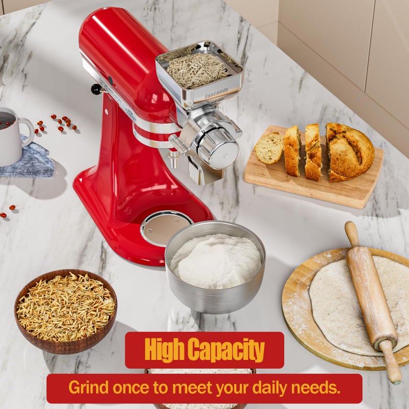Eascandy Metal Grain Mill Attachment for KitchenAid Stand Mixer, 12 Gear Adjustable Flour Mill Grain for Kitchenaid, Fit for Wheat, Corn, Oats, Nut - Image 4