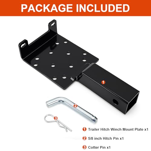 Bekith Universal Trailer Hitch Winch Mounting Plate with 2" Receiver, Hitch Winch Mount Fit for ATV UTV Truck - Image 4