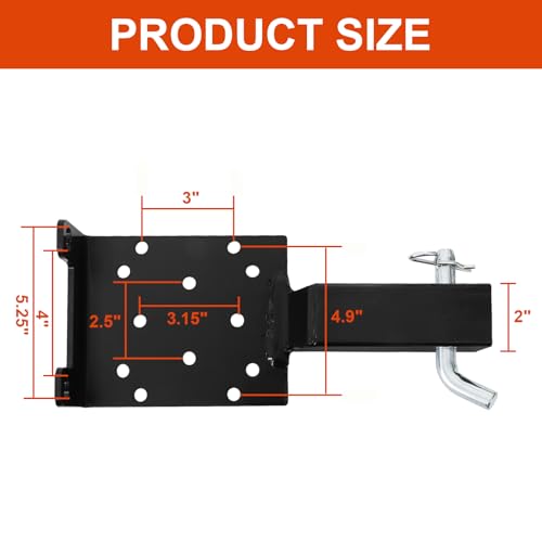 Bekith Universal Trailer Hitch Winch Mounting Plate with 2" Receiver, Hitch Winch Mount Fit for ATV UTV Truck - Image 2
