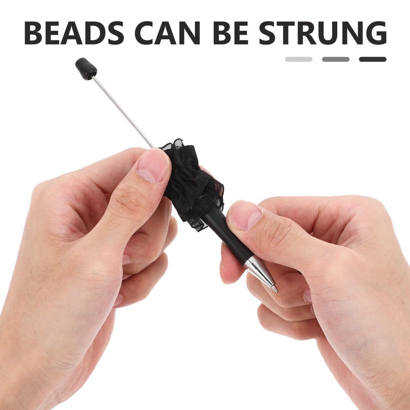 Black Floral Lace DIY Beaded Ballpoint Pen for Office School Writing and Crafting - Image 4