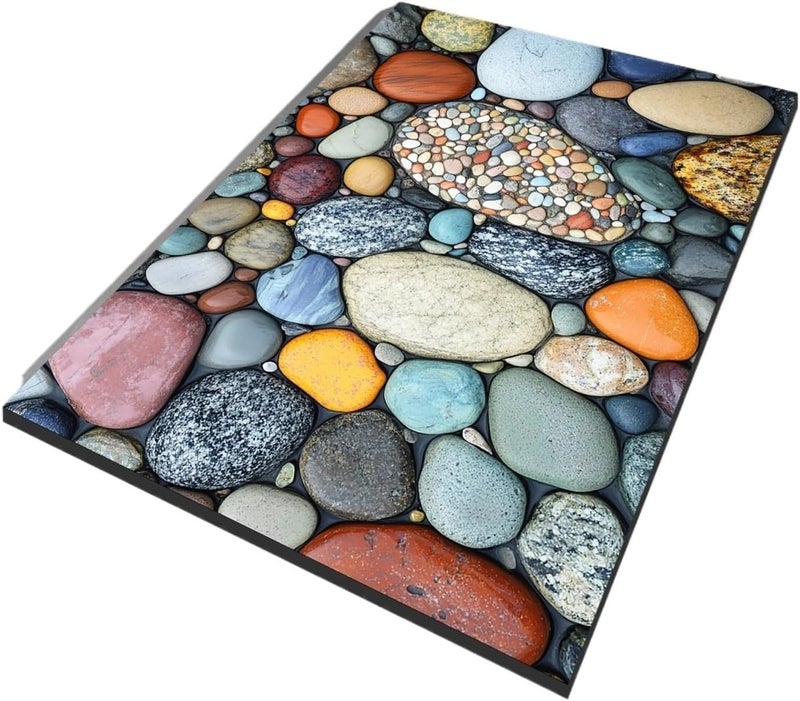 Stone Design Diatomite Bath Mat Bathroom Non-Slip Shower Foot Mats Absorbent Quick Dry Toilet Rugs Carpet Doormat Washable(P-1pcs,60cmx90cm) - Image 1