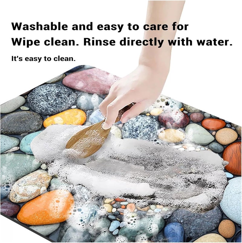 Stone Design Diatomite Bath Mat Bathroom Non-Slip Shower Foot Mats Absorbent Quick Dry Toilet Rugs Carpet Doormat Washable(P-1pcs,60cmx90cm) - Image 5