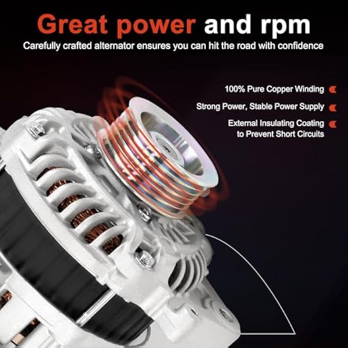 QKVCX 95A 31100R1AA01 Alternator Compatible with for Honda Civic 2012-2015 1.8L, for HR-V 2016-2018 for Acura ILX 2013 2014 2015, 6-Groove Pulley Clockwise - Image 5