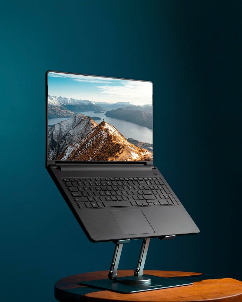 MegaStro MVP-Edition 360° Rotatable Aluminium Laptop Stand | Ergonomic, Foldable & Adjustable | Compatible with All Laptop Sizes & Brands (MacBook, HP, Dell, Lenovo) - Image 3