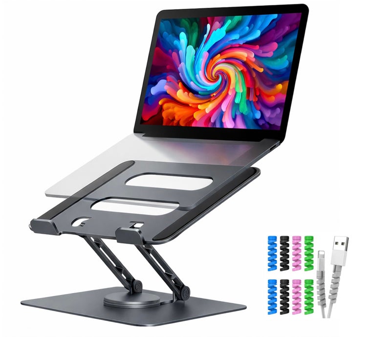 MegaStro MVP-Edition 360° Rotatable Aluminium Laptop Stand | Ergonomic, Foldable & Adjustable | Compatible with All Laptop Sizes & Brands (MacBook, HP, Dell, Lenovo) - Image 1
