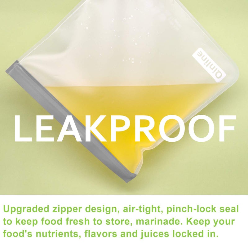 Qinline Reusable Food Storage Bags - 24 Pack Freezer Bag, Reusable Bags Silicone, Extra Thick Leakproof Lunch Bag - Image 5