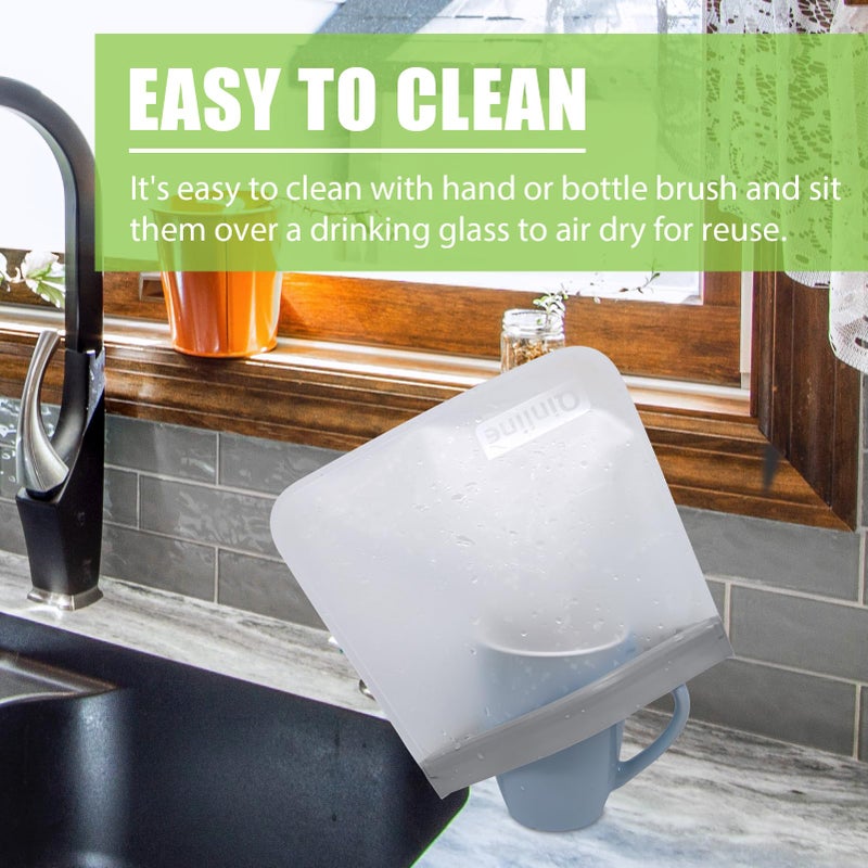 Qinline Reusable Food Storage Bags - 24 Pack Freezer Bag, Reusable Bags Silicone, Extra Thick Leakproof Lunch Bag - Image 2