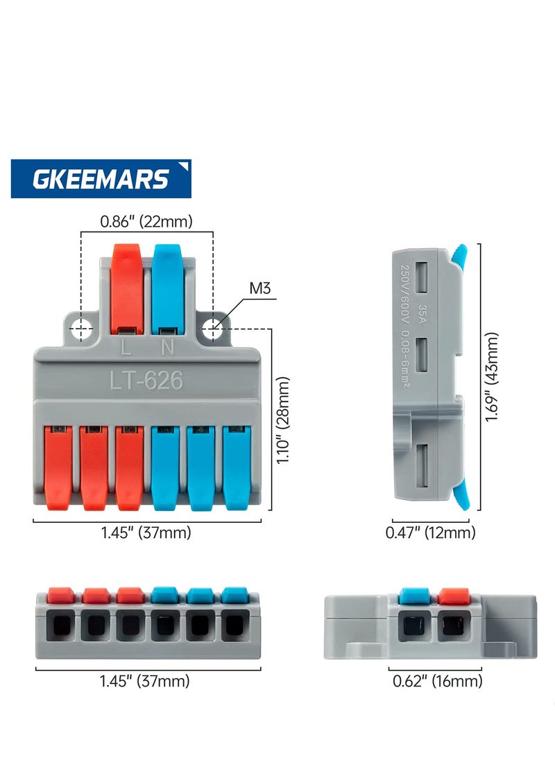 Generic - Lever Wire Nuts Wire Connectors, 10Pcs Compact Splicing Connector Push-in Conductor Terminal Blocks (New- 2 in 6 Out) - Image 1