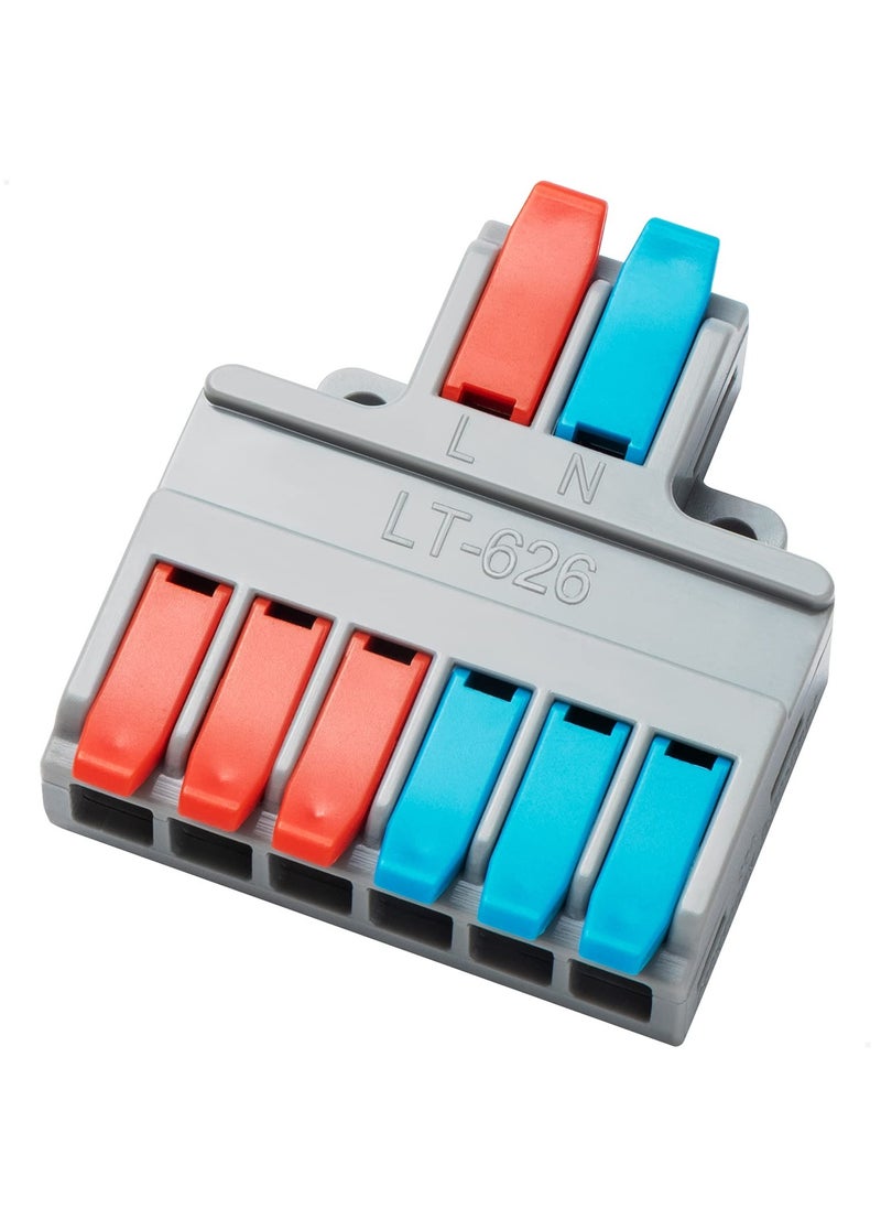 Generic - Lever Wire Nuts Wire Connectors, 10Pcs Compact Splicing Connector Push-in Conductor Terminal Blocks (New- 2 in 6 Out) - Image 1
