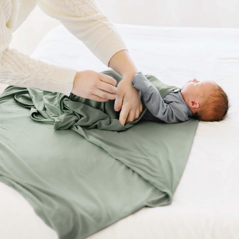 MairMore Baby Swaddle Receiving Blankets with Matching Beanie Set Newborn Nursery Swaddle Wrap for Baby Girls and Boys (Green) - Image 4
