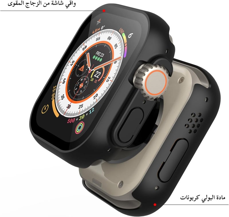 Misxi [2 Pack] Hard Black Case with Tempered Glass Screen Protector, Ultra Slim Anti-Scratch Protective Cover for 49mm Apple Watch Ultra 3 (2025) / Ultra 2 / Ultra - Image 4