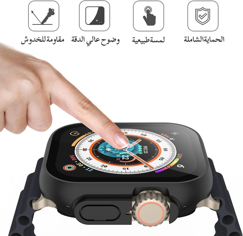 Misxi [2 Pack] Hard Black Case with Tempered Glass Screen Protector, Ultra Slim Anti-Scratch Protective Cover for 49mm Apple Watch Ultra 3 (2025) / Ultra 2 / Ultra - Image 2