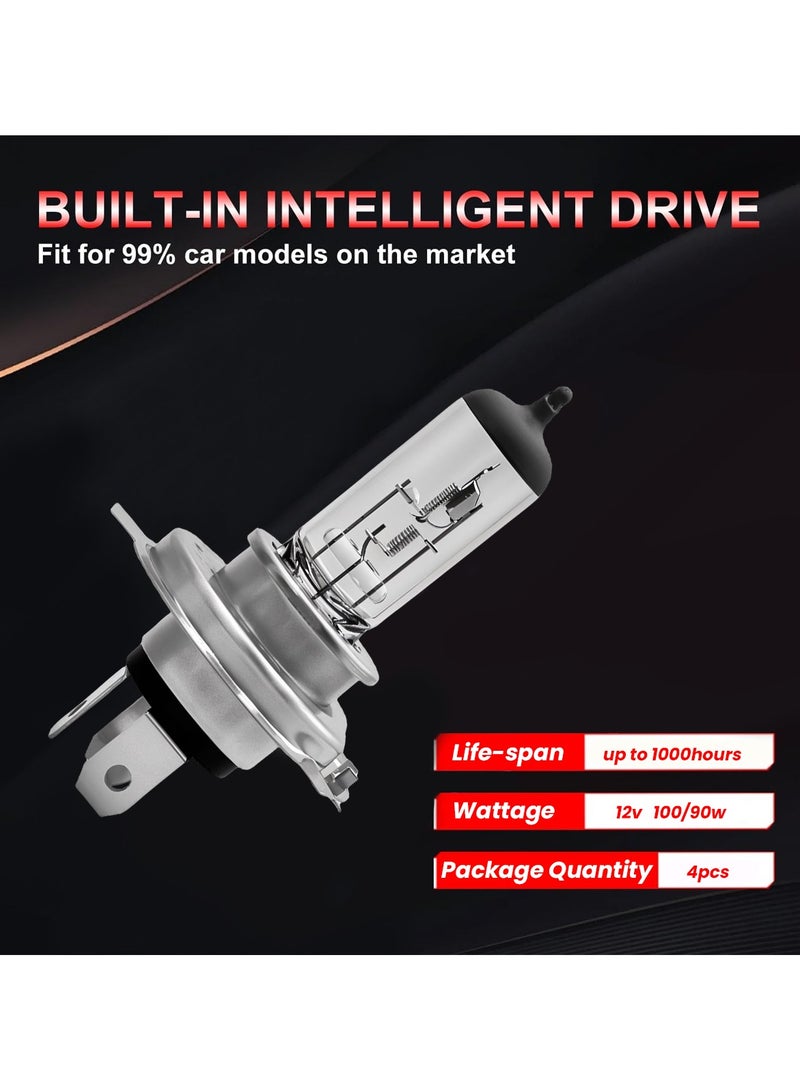 Generic 4PCS Premium Halogen Bulbs High Quality Quartz Glass for Bright and Clear Light H4 12V, 100/90W BL10776  - Image 3