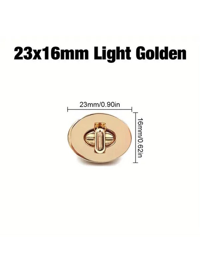 23x16mm Light Golden Oval Locking Clasp Rotary Buckle for Bag Wallet Making - Image 1