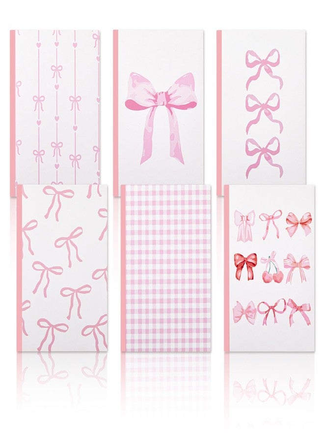 Resurhang 6 Pcs Bow Composition Notebooks, Cute Pink Girly Aesthetic College Ruled Journal, 7-1/2" x 10" Journals, 110 Pages Per Comp Book, Pretty Pastel Bow Design, Gifts for Notes for Women - Image 1