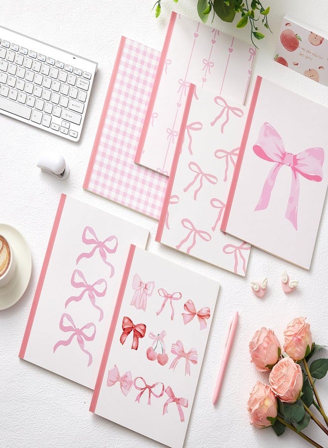 Resurhang 6 Pcs Bow Composition Notebooks, Cute Pink Girly Aesthetic College Ruled Journal, 7-1/2" x 10" Journals, 110 Pages Per Comp Book, Pretty Pastel Bow Design, Gifts for Notes for Women - Image 5