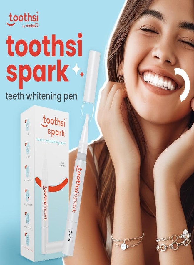 Toothsi قلم تبييض الأسنان توثسي سبارك | ٢ مل | ١٠ جلسات | يزيل بقع التدخين، والبان ماسالا، والغوتكا، والتبغ، والنبيذ، والقهوة | مزيل بقع الأسنان | سهل الحمل والاستخدام | جل تبييض آمن على مينا الأسنان - Image 2