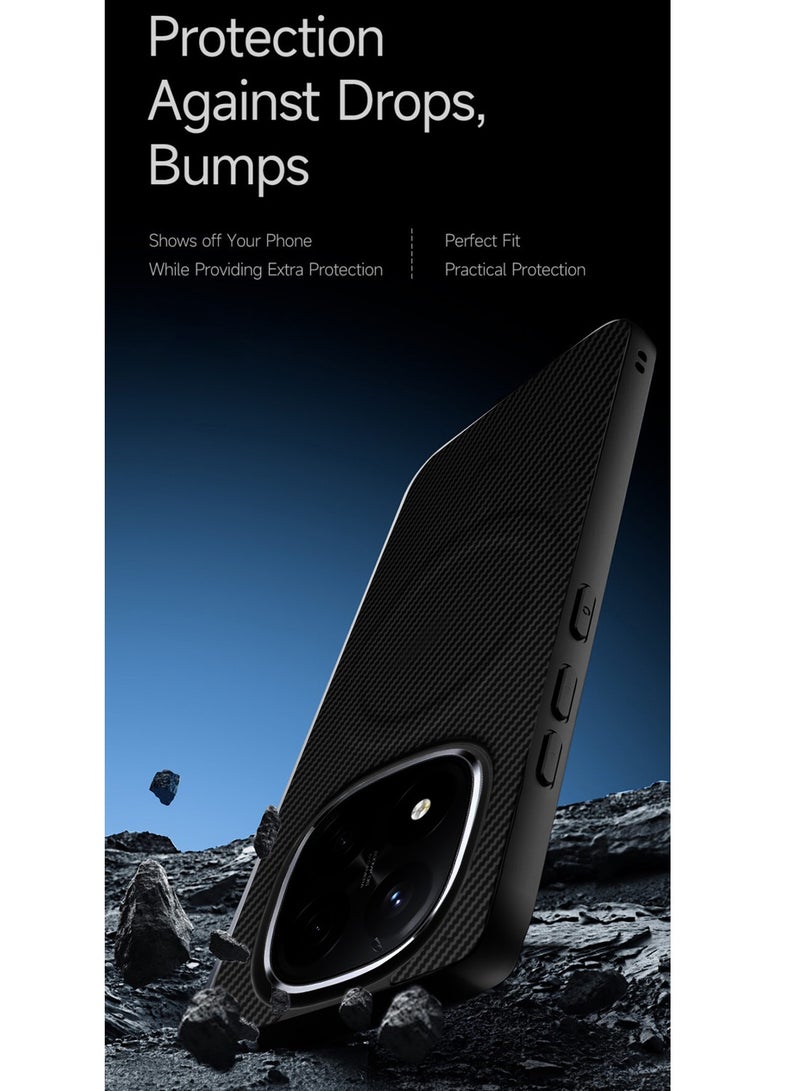 Wtech Xiaomi Redmi Note 14 Pro+ 5G 2025 Soft Silicone Carbon Fiber Magsafe Protective Back Case Cover (MCFPSN) - Black - Image 3