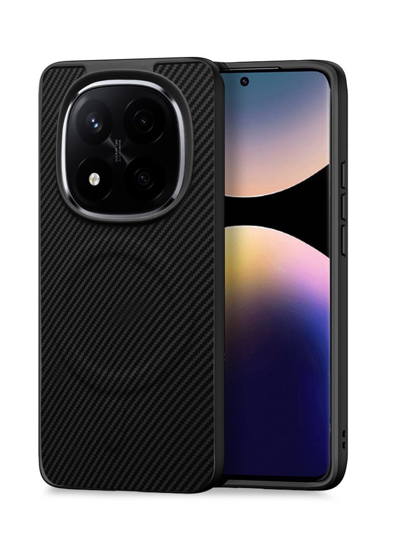 Wtech Xiaomi Redmi Note 14 Pro+ 5G 2025 Soft Silicone Carbon Fiber Magsafe Protective Back Case Cover (MCFPSN) - Black - Image 1