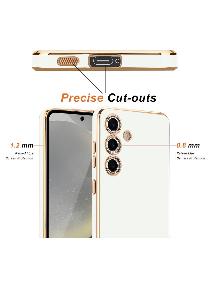 Compatible with Samsung A35 cover, smooth veneer gold plated chrome, Black Thin and smooth shock-proof full protection Samsung Galaxy A35 case（white） - Image 2