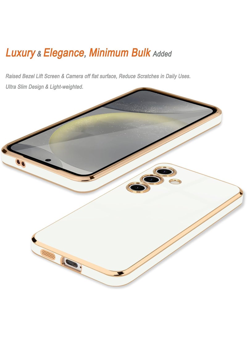 Compatible with Samsung A35 cover, smooth veneer gold plated chrome, Black Thin and smooth shock-proof full protection Samsung Galaxy A35 case（white） - Image 3
