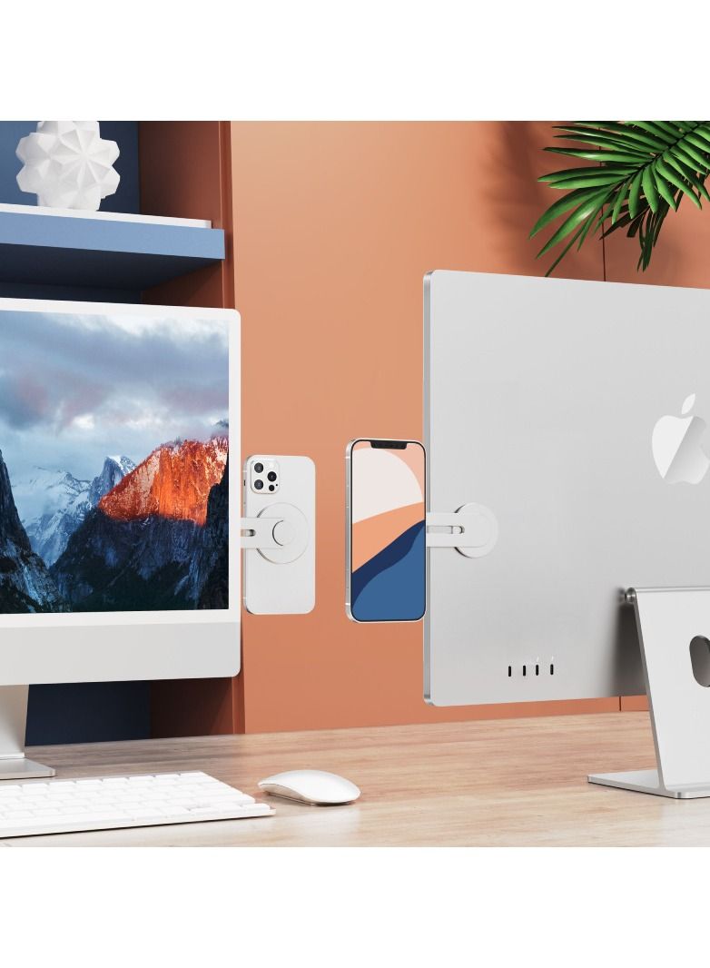 Rock Pow Magnetic Phone Holder for Laptop Designed for iPhone 14 / 13 / 12 Series MagSafe, Adjustable Phone Monitor Side Mount, Slim Portable Foldable Computer Expansion Bracket - Image 4