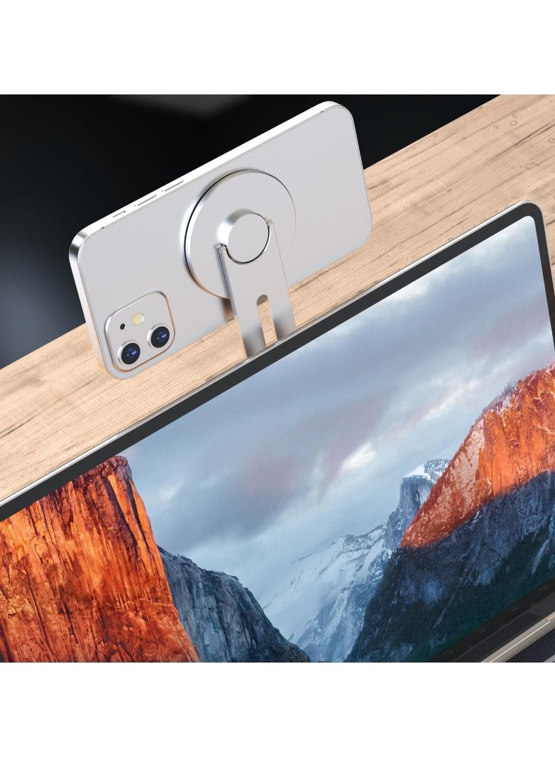 Rock Pow Magnetic Phone Holder for Laptop Designed for iPhone 14 / 13 / 12 Series MagSafe, Adjustable Phone Monitor Side Mount, Slim Portable Foldable Computer Expansion Bracket - Image 2
