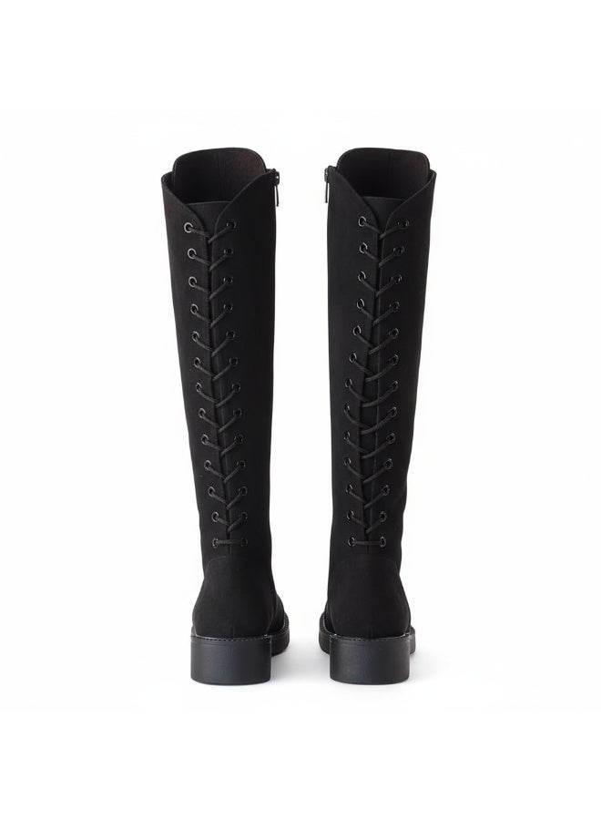 لايف ستيلاش  بوت طويل شمواه بسوسته ورباط LB-46 - أسود - Image 3