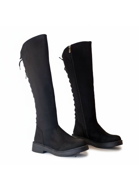 بوت طويل شمواه بسوسته ورباط LB-46 - أسود