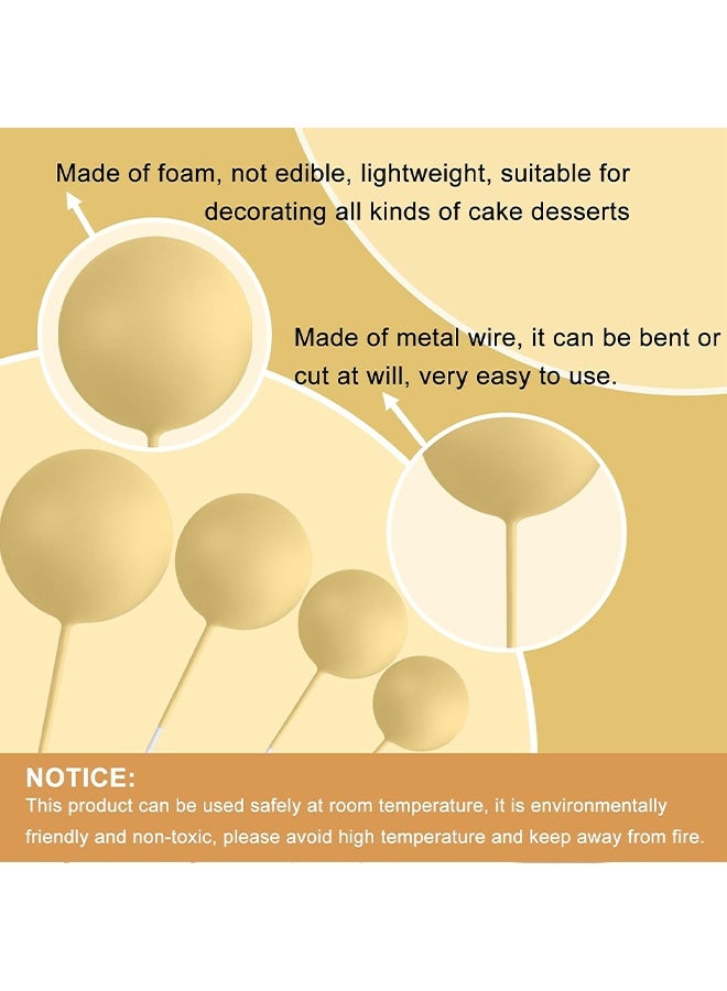 Wffo 32 Pcs Ball Cake Topper Decorations Mini Balloons Cake Topper Sticks Foam Balls Cake Picks Cake Topper Balls Cake Decorations for Wedding Party Birthday Cake Decorating (Yellow Gold) - Image 3