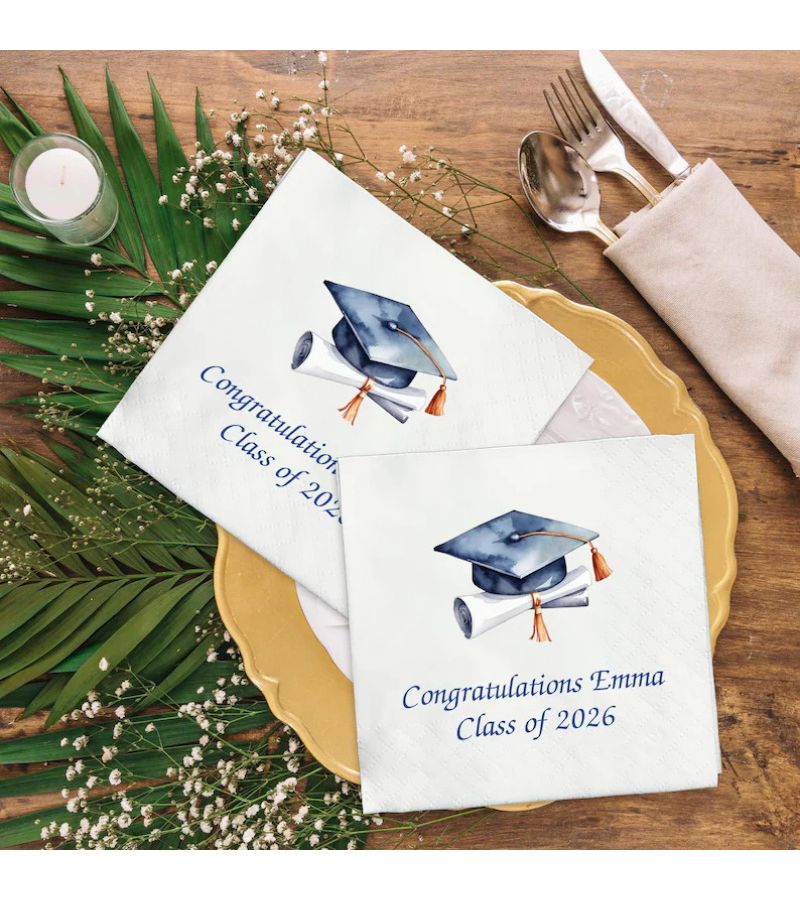 Personalized Class Of 2026 Napkins 22 Pack Grad Party Decor Diamond Shape - Image 1