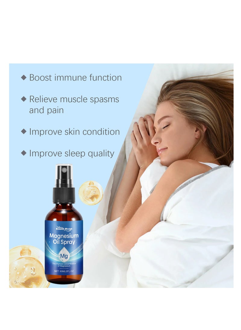 SOUTH MOON Pure Magnesium Oil Spray, Natural Topical Magnesium Spray for Feet, Magnesium Spray for Sleep, Non GMO Body Spray Easy to Absorb,60ml  - Image 2