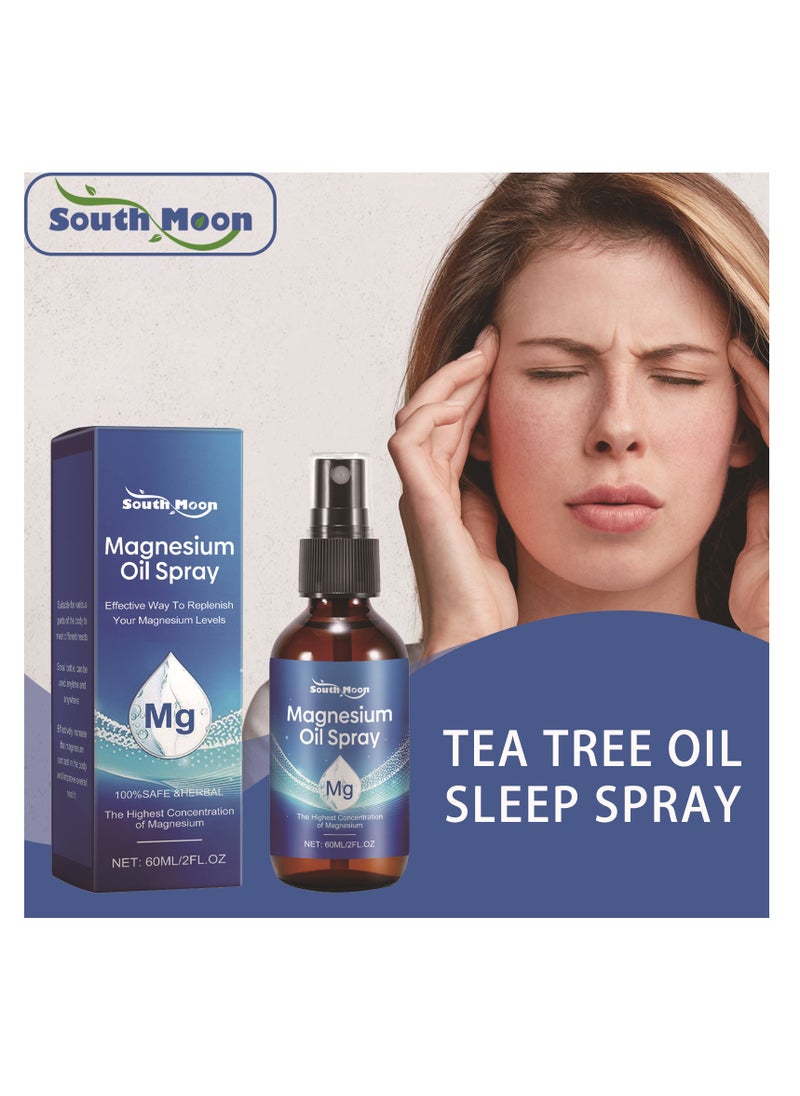 SOUTH MOON Pure Magnesium Oil Spray, Natural Topical Magnesium Spray for Feet, Magnesium Spray for Sleep, Non GMO Body Spray Easy to Absorb,60ml  - Image 1