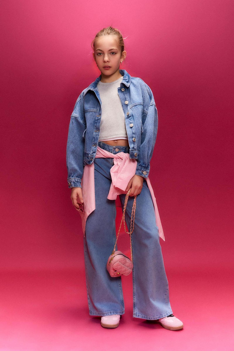 DeFacto Blue Girl Girl Denim Jacket Casual - Image 2