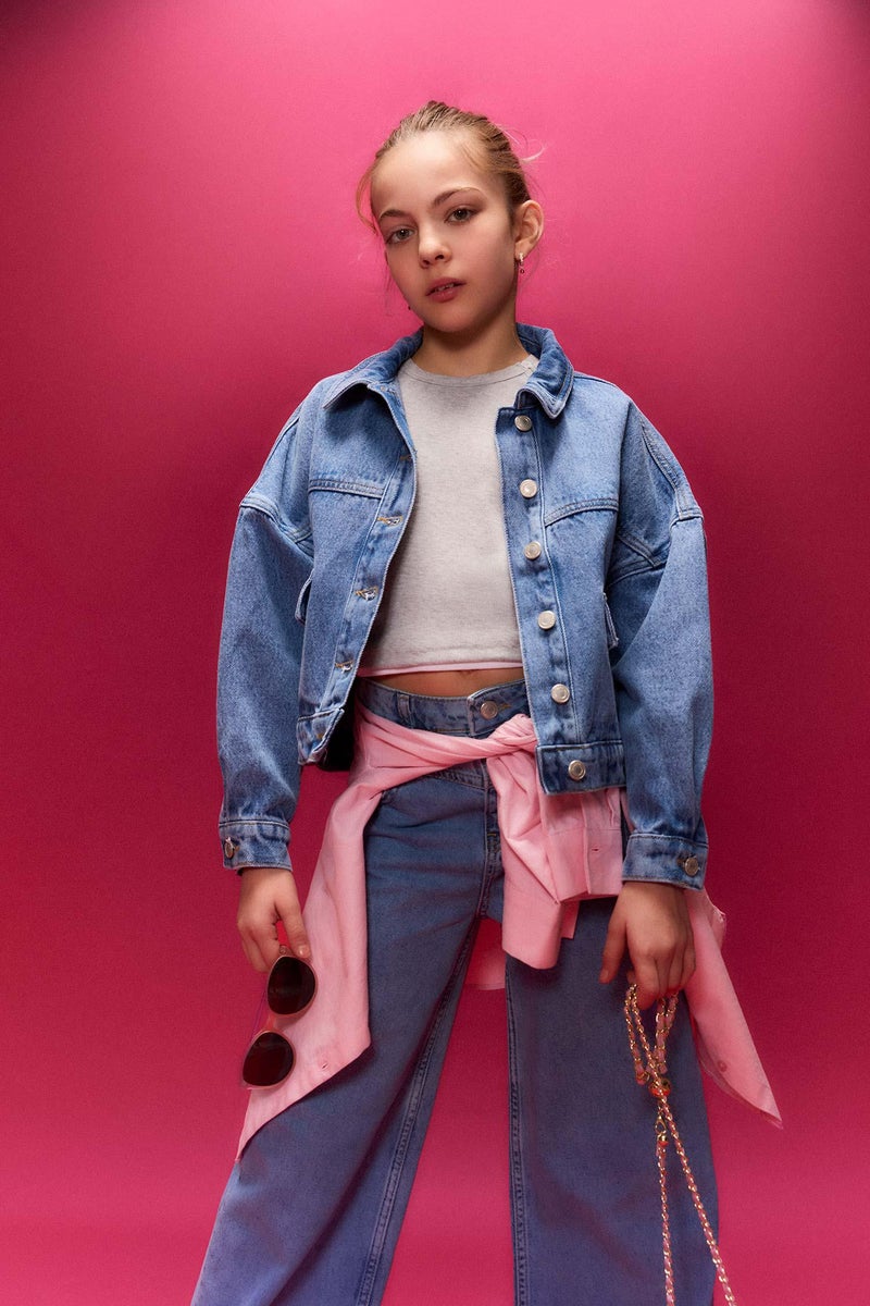 DeFacto Blue Girl Girl Denim Jacket Casual - Image 1