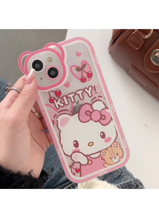 NIBEMINENT Pink Girl Bear Ears Kt Cat Protective TPU Case Cover For iPhone 16 Pro Max - Image 2