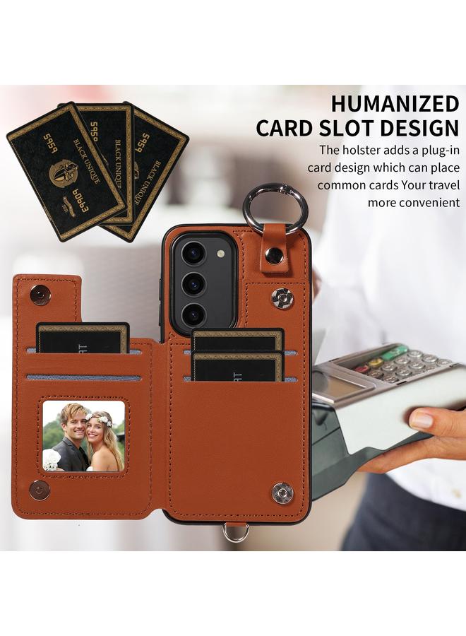 اس-توب جراب لهاتف Samsung Galaxy S23 5G جراب هاتف بنمط معيني مع حقيبة بطاقات وحبل قصير - Image 4