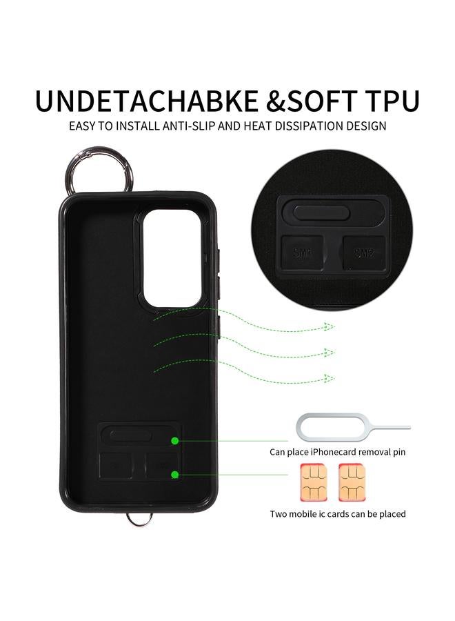 اس-توب جراب لهاتف Samsung Galaxy S23 5G جراب هاتف بنمط معيني مع حقيبة بطاقات وحبل قصير - Image 3